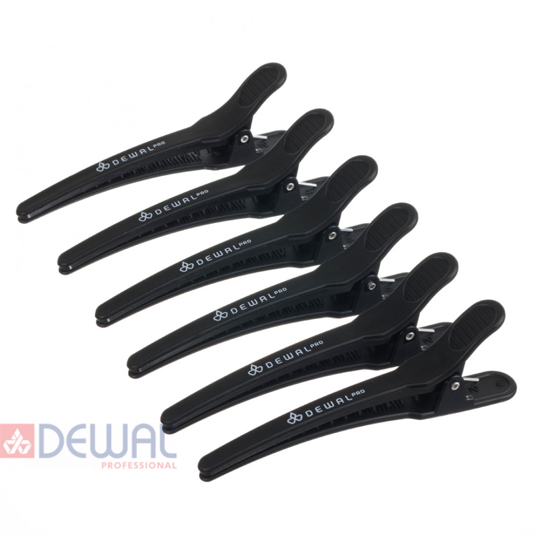 Зажим для волос, черный, карбон, 11,5 см 6 шт/уп DEWAL CL-35859