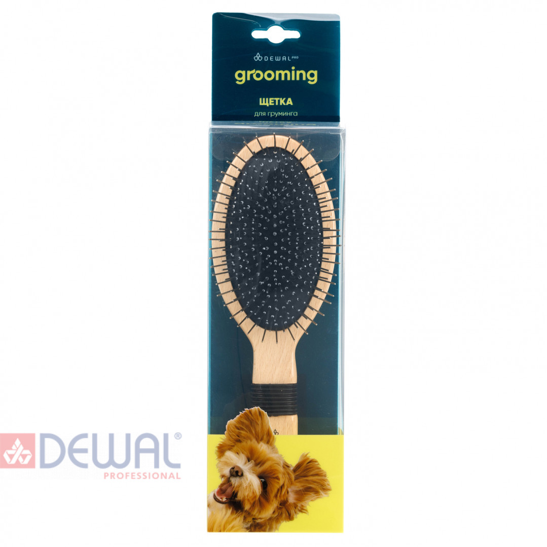 Щетка для животных с ручкой, с металлическими штифтами DEWAL GR514162