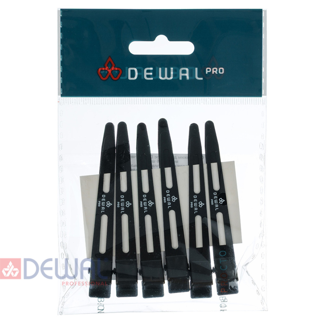Зажим для волос черный, металл, 6 шт DEWAL G022